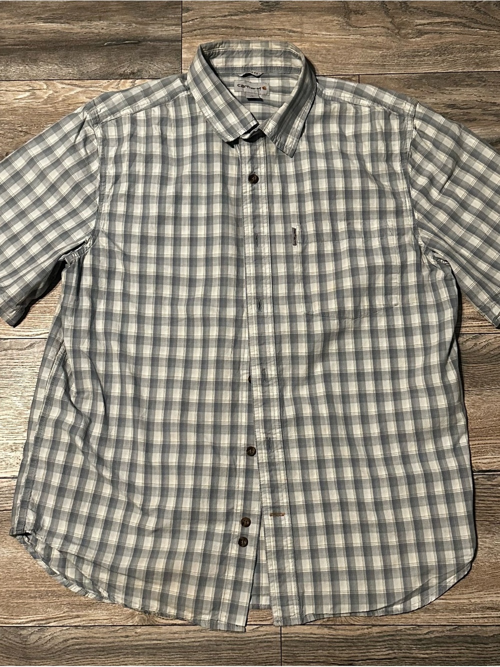 Carhartt Men's Relaxed Fit Short Sleeve Plaid Shirt Large